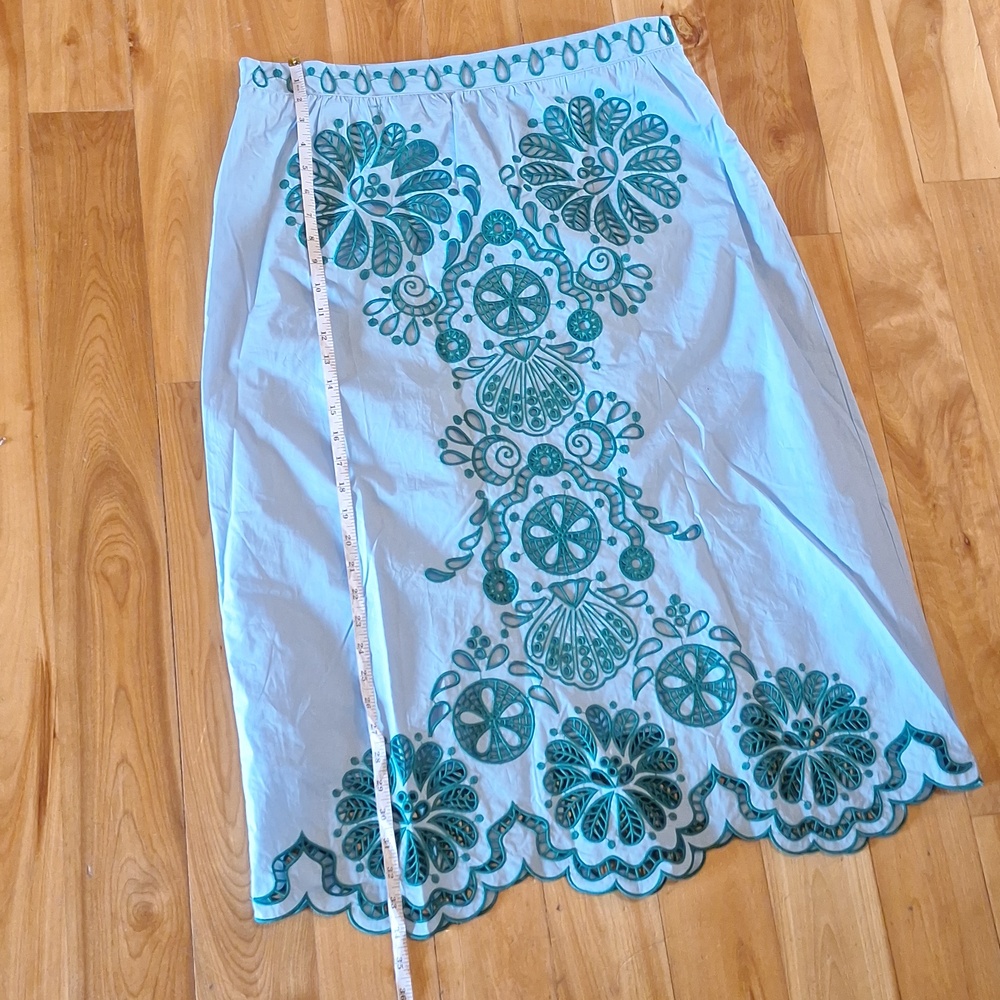 Farm Rio Richelieu Broderie Anglaise Sea Theme Midi Skirt Blue & Green XL - Picture 7 of 11